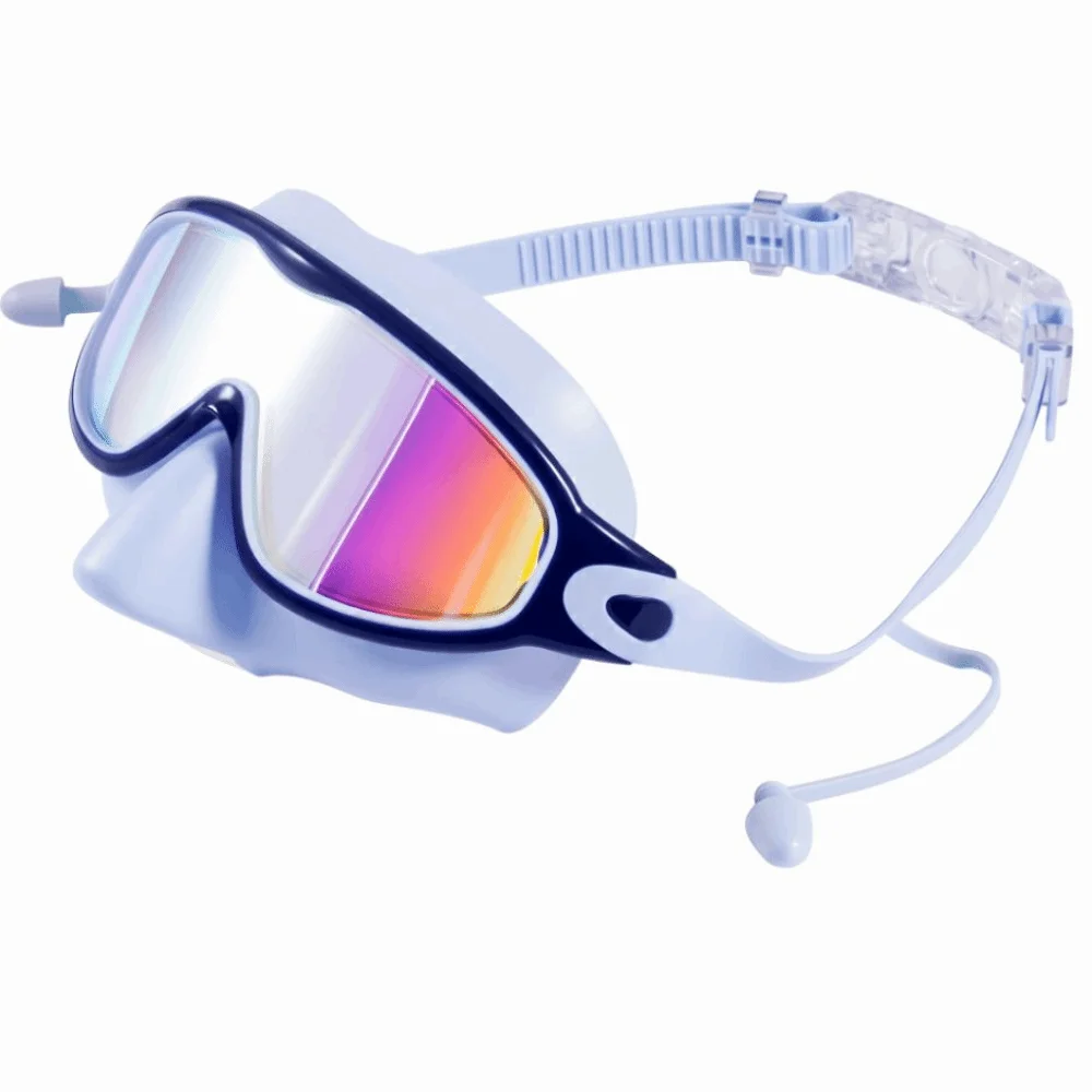 Earplugs Wide View Swim Goggles Anti-Fog UV Protection Swimming Goggles Large Frame Silicone Diving Goggles Outdoor Swimming