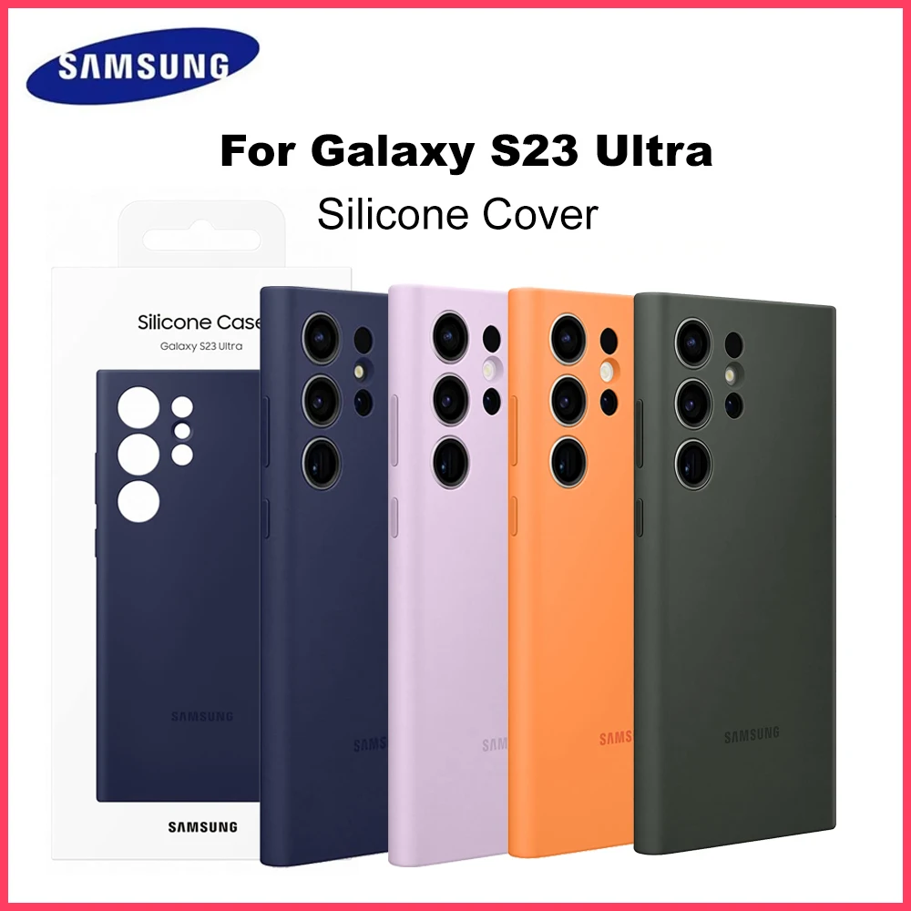 

Original Samsung Galaxy S23 Ultra Silky Silicone Cover Luxury Soft Touch Anti-Shock Protection Shell With Box EF-PS918