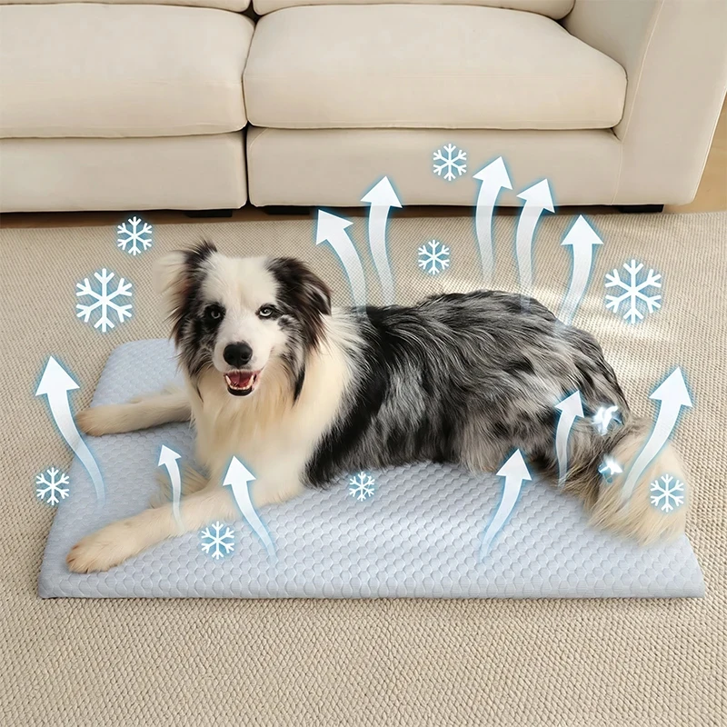 Sommer-Eisseide, dickes, atmungsaktives Hundebett, kühlende Schwammmatte, Katzenbett, rutschfest, waschbar, Haustiermatte für mittelgroße und große Katzen und Hunde