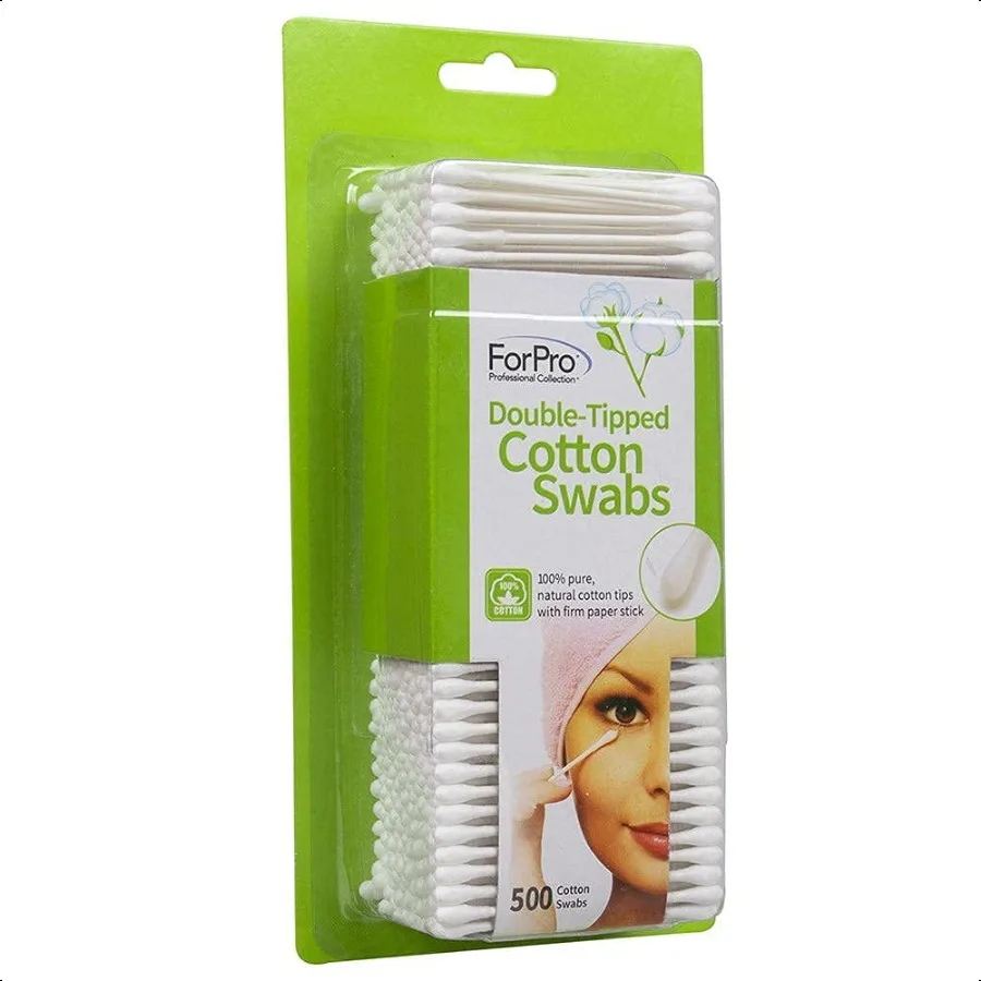 مسحات قطنية مزدوجة الأطراف من ForPro 100 قطن قابل للتحلل الحيوي خالي من الوبر للبشرة الحساسة 500 قطعة عبوة من 4 قطع