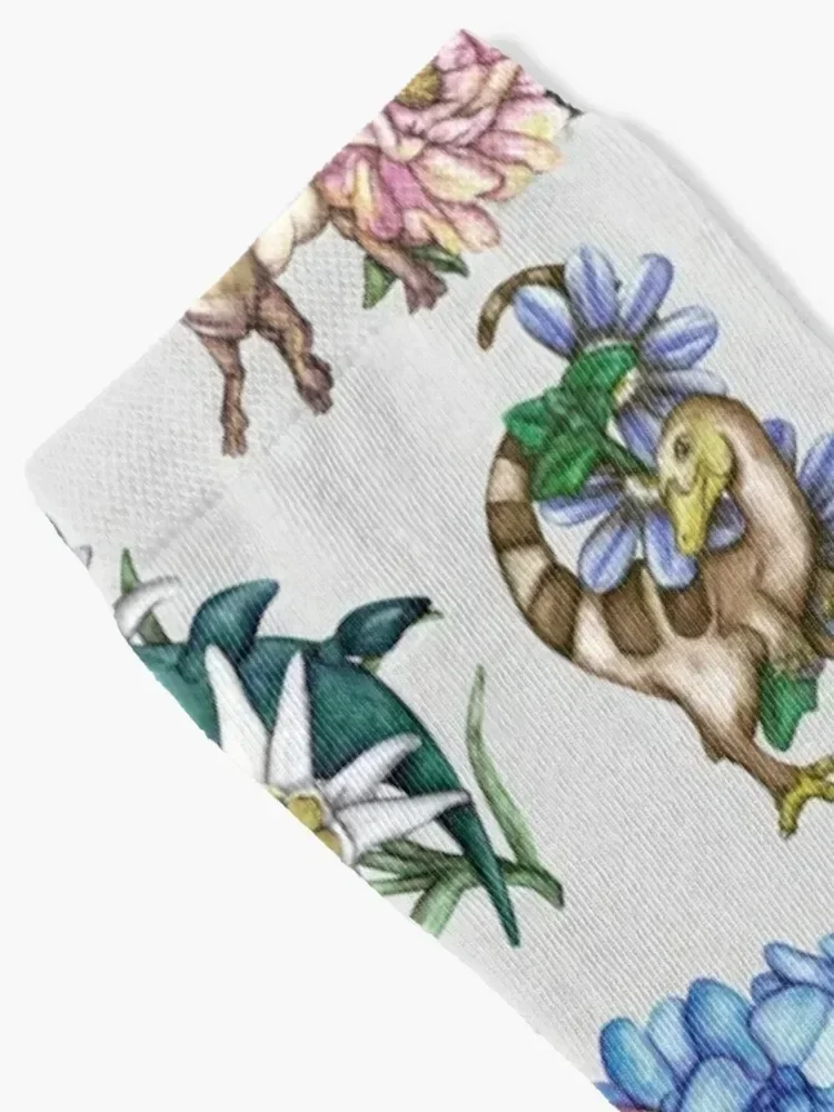 Dinosaur Floral Pattern Socks cute moving stockings Argentina Man Socks Women's