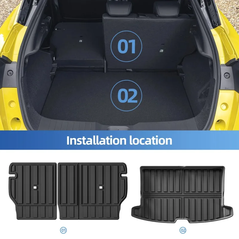 Fußmatten für Nissan Juke Fuel 2020-2024, Kofferraummatte, TPE 3D Fußmatte, Allwetter, Schwarz – Detail 4