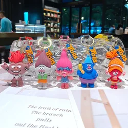 Hot 1pcs Creative Cartoon Trolls Doll Keychain Pendant BagGuy with Long Hair Keyring Mini Model Dolls Kids Birthday Toy Gift
