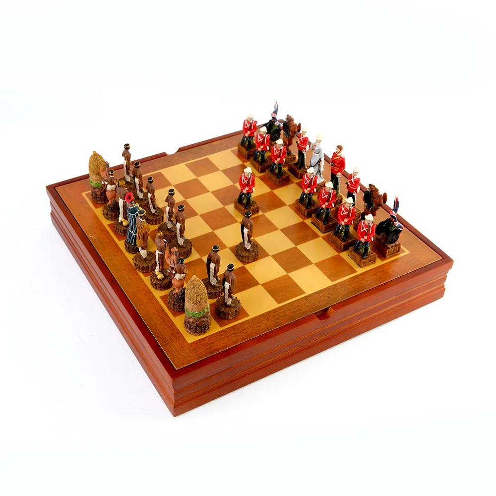 Gioco da tavolo a tema Zulu War Characters Resin Chess National History War Toy Table Luxury Knight Collection regalo in legno