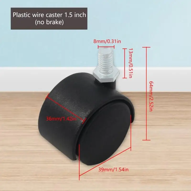 77JA Bánh xe xoay yên tĩnh cho đồ nội thất với phanh và dễ dàng lắp đặt 4pcs