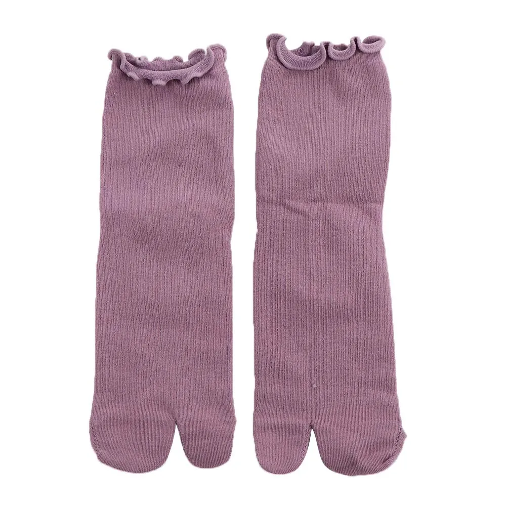

Harajuku Casual Split Toe Ruffles Candy Color Female Middle Tube Socks Hosiery Two Finger Socks Two Toe Socks