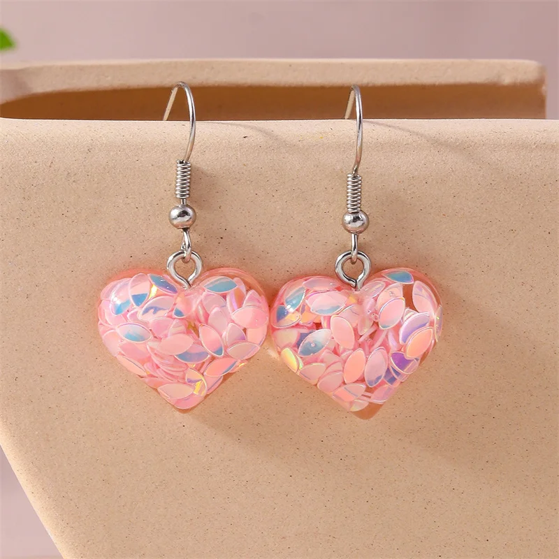 Aihua Glänzende glitzernde rote Herz-Ohrringe für Frauen, romantische Freundinnen, Braut, Hochzeit, Party, Schmuck, Valentinstagsgeschenke – Detail 7