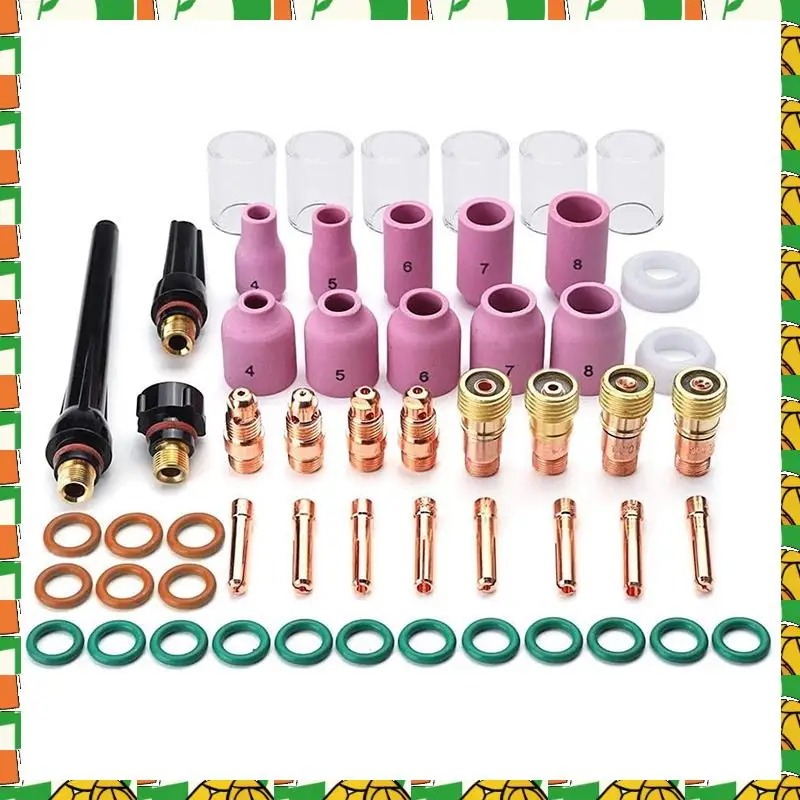 

Professional Tool 55PCS TIG Welding Torch Accessories Kit Alumina Nozzle Stubby Gas Lens 10 Cup Kit For TIG WP-17/18/26