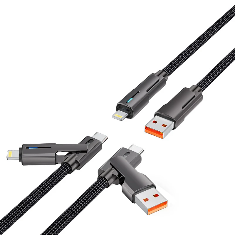 ANSEIP 4 في 1 100 واط 2 متر USB نوع C كابل البرق شحن سريع سلك بيانات الهاتف آيفون 7-17 سامسونج الهاتف USB-A سلك شاحن