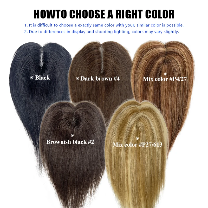 4.5*5 Inch Lace Base Hair Topper 10inch Silk Straight Remy Hairpiece Natural Human Hair One Piece with Clips Toppers for Women