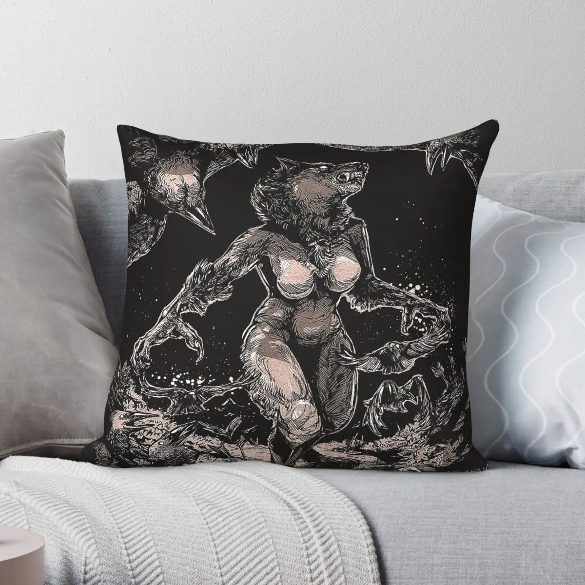 Werewolf Defy And Thrive - Housse de coussin carrée en polyester, lin, velours, motif à fermeture éclair, housse de coussin décorative pour la maison