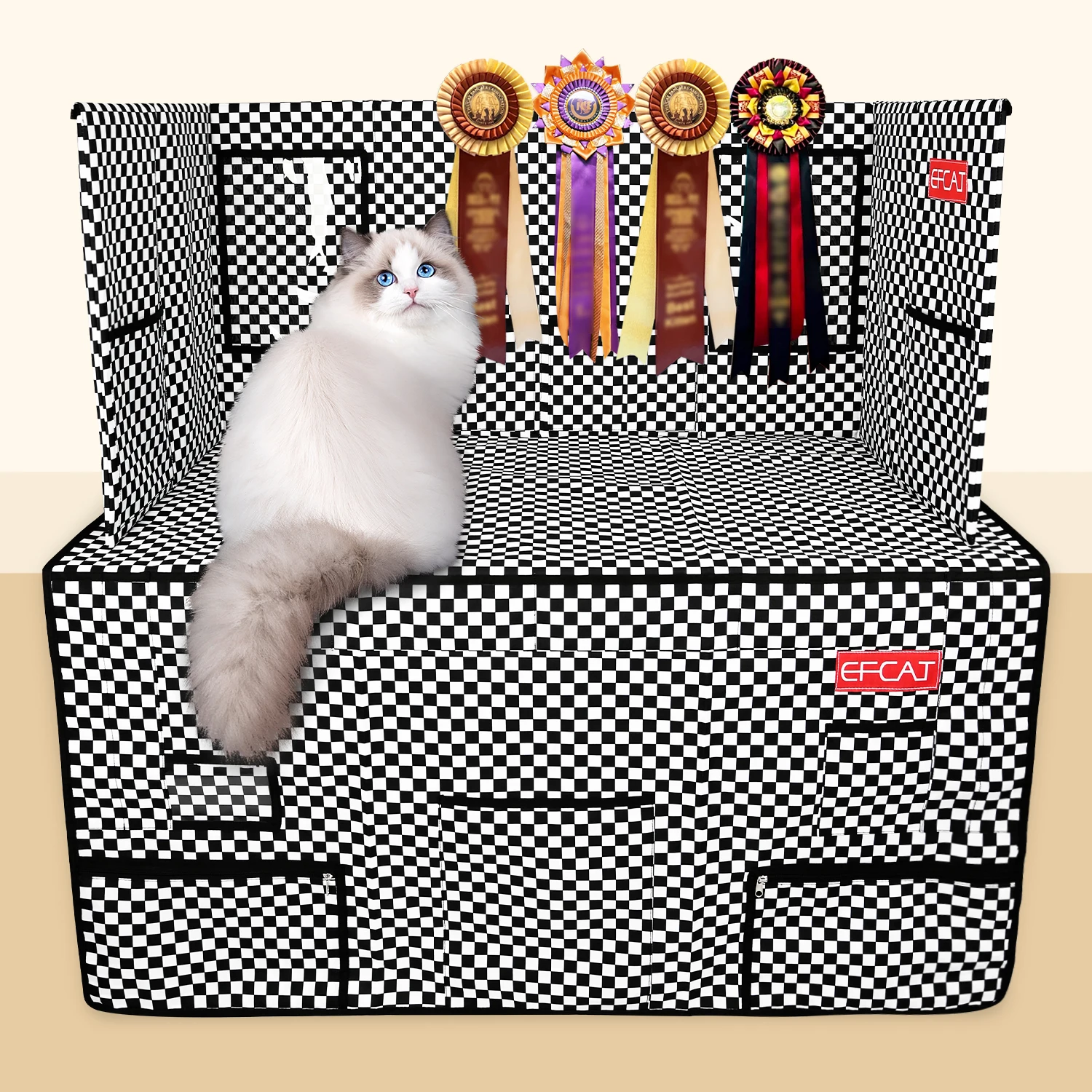 EFCAT Cat Cage Beauty Table Background Board Skirt Award Flower Tablecloth Tool Cloth for Cat Exhibition