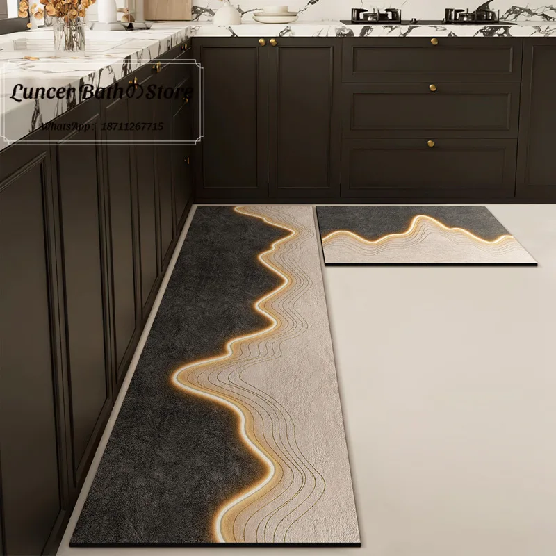 Light luxury and high sensory household water absorbing oil anti slip foot pad, anti fouling and easy maintenance