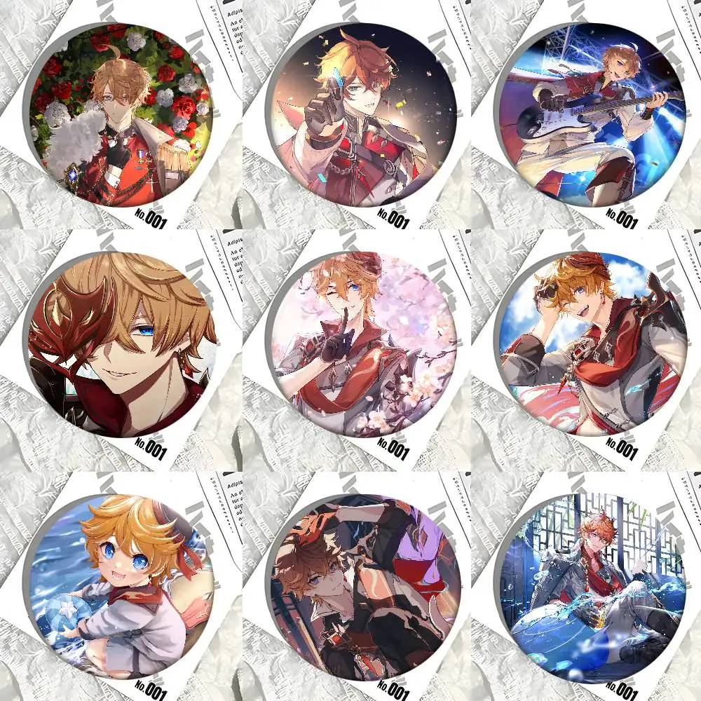Tartaglia Genshin Impact Game Anime Round Badge Creative Brooch Clothing Backpack Accessories Lapel Pin