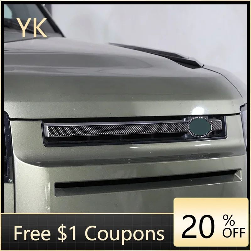 

For Land Rover Defender 90 110 130 2020-2024 Soft Carbon Fiber Car Front Grille Trim Stickers Car Accessories