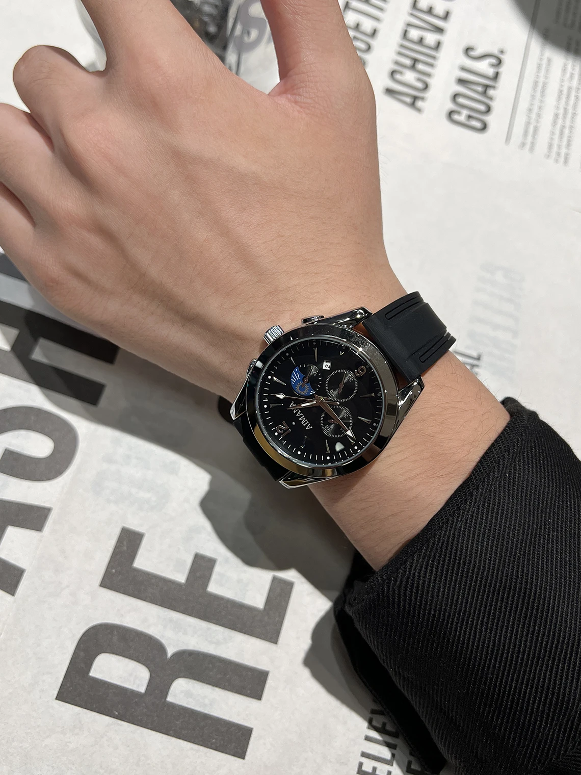 silicon band moon and star watch