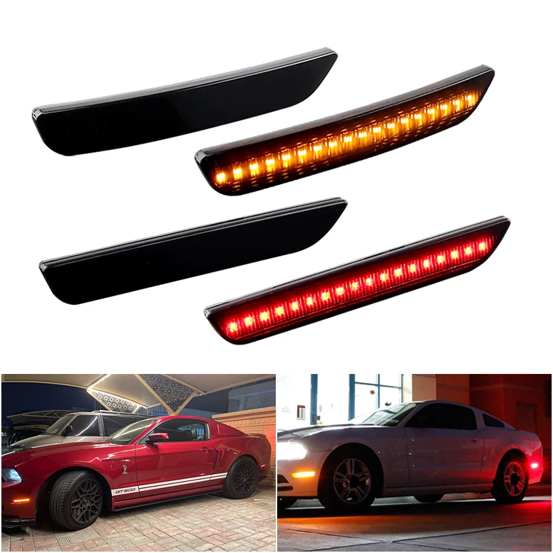 Car LED Front Rear Bumper Side Marker Light White For Ford Mustang Base GT Shelby GT500 Boss 302 2010 2011 2012 2013 2014