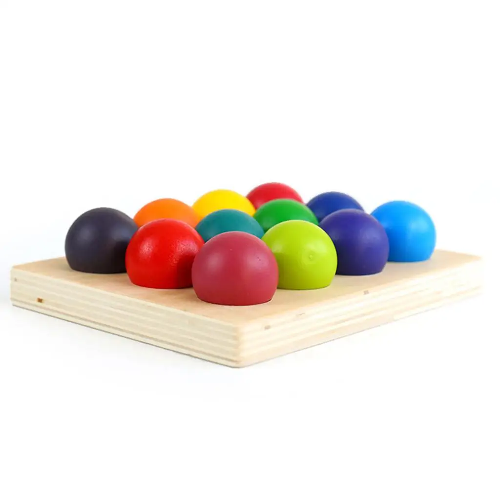 Rainbow Wooden 12 Color Sorting Matching Game, brinquedos educativos para crianças, jogo de contagem, bola brinquedos, desenvolver habilidades motoras