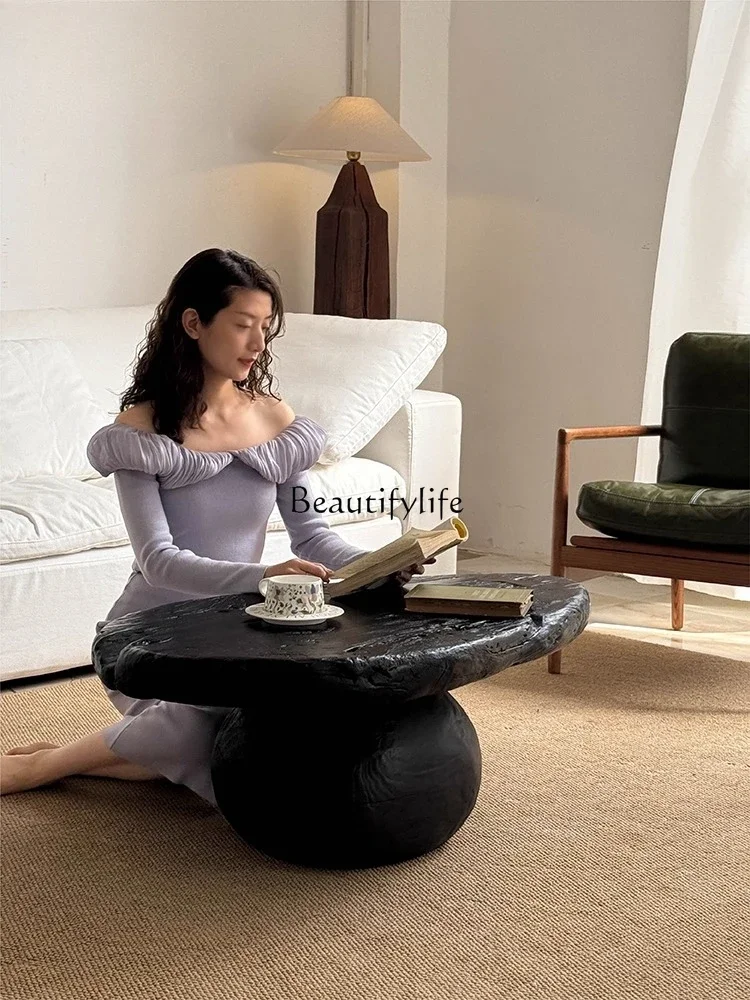 

ld25 Vintage Solid Wood Tea Table Wabi-Sabi Style Homestay Living Room Decor Low Tea Table