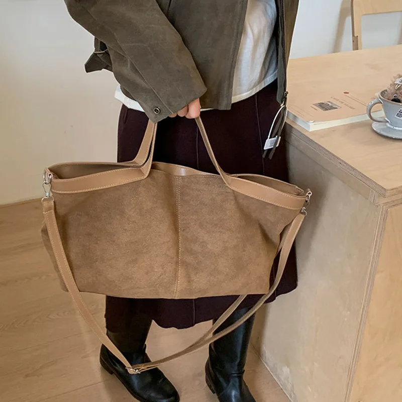 Large Capacity Casual Tote Bags For Women, Versatile Handbag Suede PU Leather Commuting Crossbody Shoulder Bag For Daily Used image 5