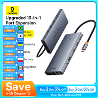 【Limited Offer】Baseus USB Hub Type C to Dual HDMI 4K 60Hz 30Hz VGA PD 100W Fast Charging USB A 3.0 5Gbps MST Display for Windows