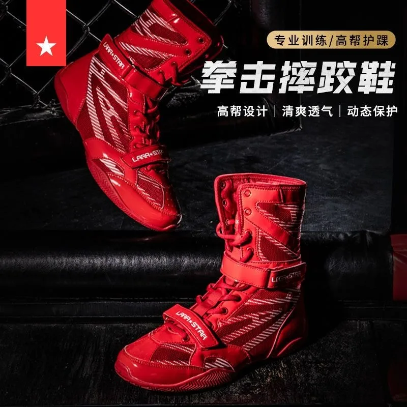 

Professional Men Wrestling Shoes Black Red Boxing Shoes for Mens Luxury Brand Fighting Shoes Man Top Quality Gym Training Shoe