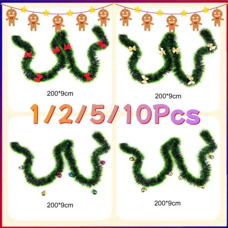 Christmas Green Cane Ribbons Garland DIY Xmas Tree Ornaments Green Cane Ribbons Wreath Hanging Pendent Home Party Decoration