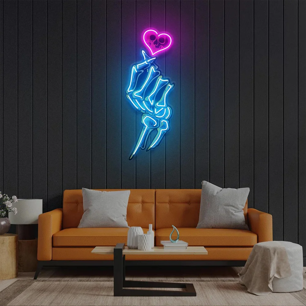 

Finger Heart Love Neon Sign Wall Decorate, CLUB Party Neon Light, Shop Home Bedroom Cave Atmosphere LED Neon Light, Wall Hanging