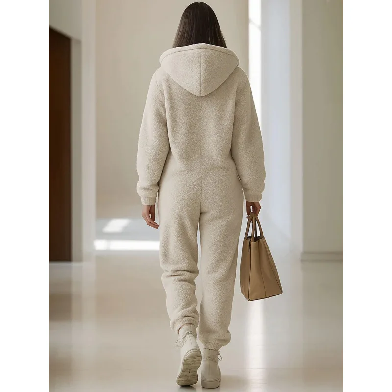 

UltraSoftPlush Jumpsuit RemovableHood SidePockets Oversized Jumpsuit Straight WideLegged Cut Jumpsuits All In One Jumpsuits