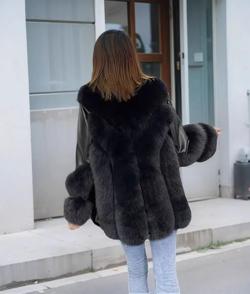 Winter new style whole leather fox fur coat real fur coat for women warm fur one-piece slim fit light luxury fur coat for women