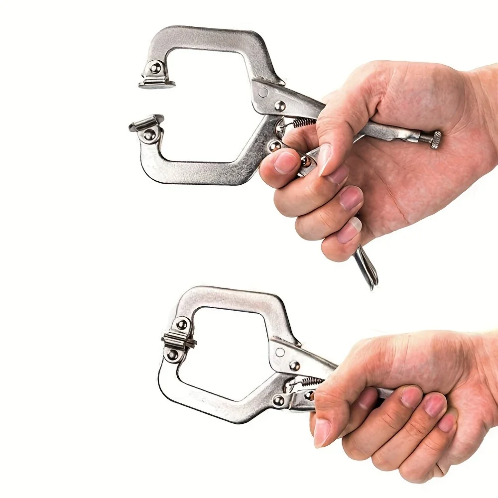 Locking C Clamp Set, Locking Pliers with Fixed and Swivel Pads, 6 Inch Metal Tools Welding Clamps for Home Farm