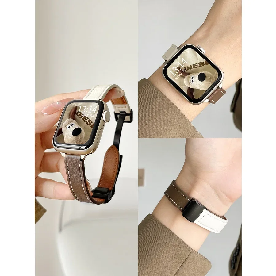 Pulseira de couro magnética para apple watch ultra band 49mm 45mm 41mm pulseira correa 40mm 44mm 38mm 42mm iwatch série 8 se 7 6 5 4