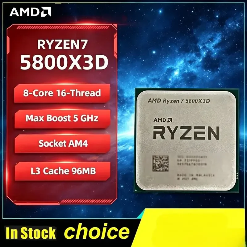 

Ryzen 5000 Series AMD R7 5800X3D 8-Core16-Thread 5GHz 96MB DDR4 105W Gaming Processor Sold As Loose Piece