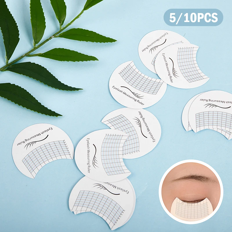 Regla de longitud y grado de rizado, herramientas de pestañas portátiles y fáciles de usar, plantillas para cejas, regla para medir pestañas, 5/10 Uds.