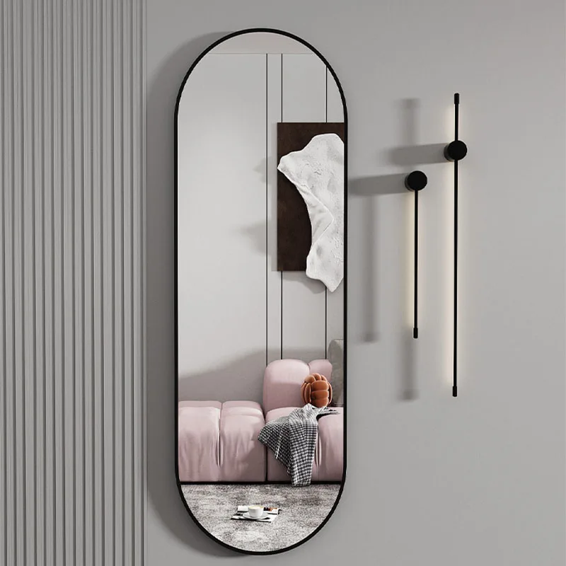 Hanging Makeup Mirror Big Metal Frame Design Oval Body Full Length Mirror Korean Shower  Room Decor