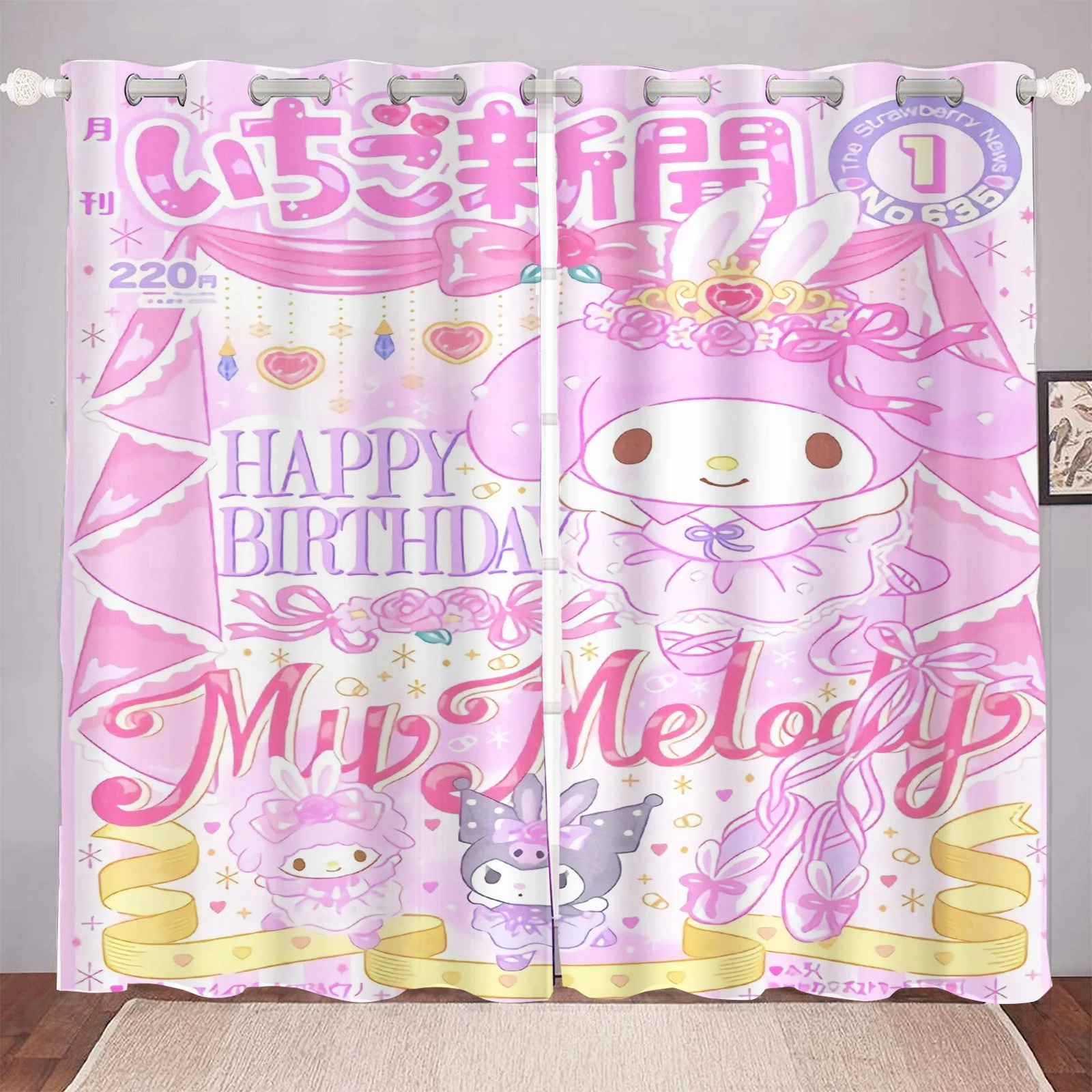 MINISO Sanrio Cute Living Room Blackout Cartoon Curtains Animated Bedroom Customisable Home Nursery Living Room Window Treatment