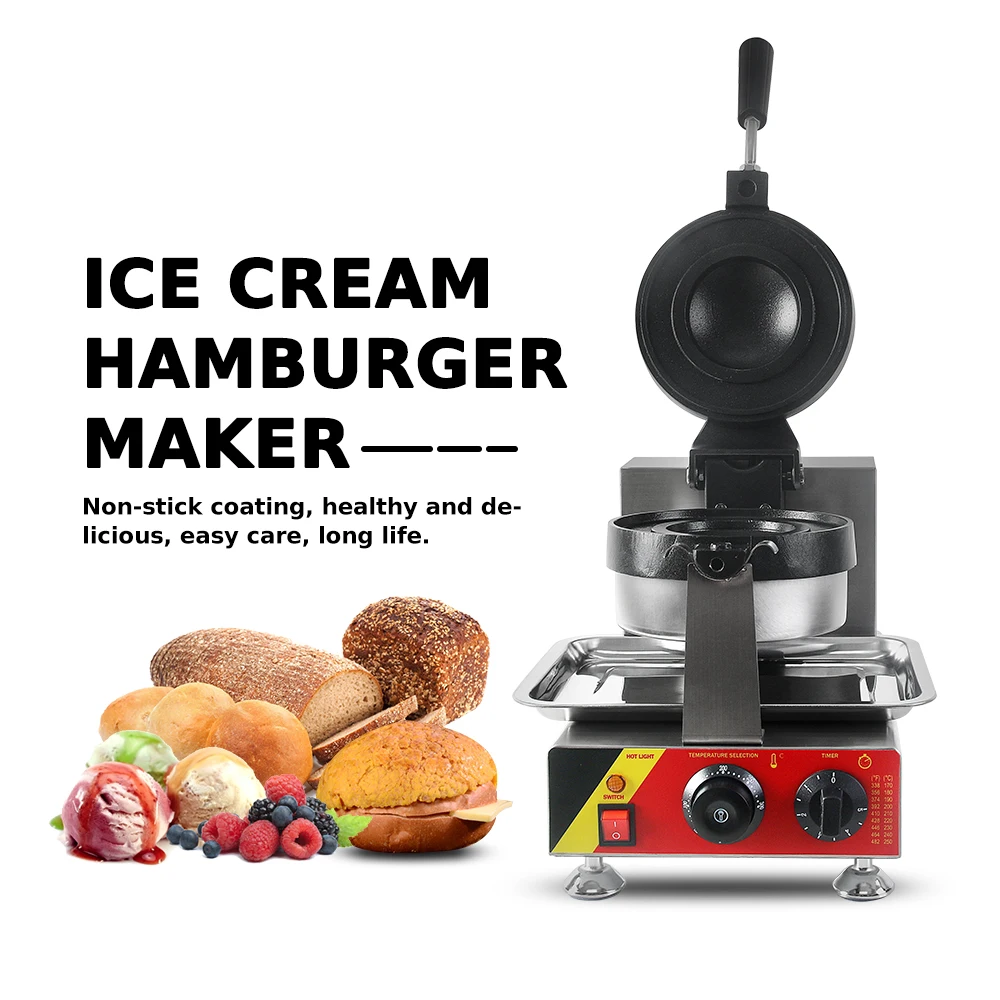 ITOP Ice Cream Hamburger Maker Gelato Panini Press Machine Humburger Commercial Krapfen Warmer Stuffed Burger 1600W 110V 220V