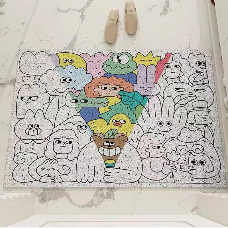 Creative Cartoon Entrance Doormat Anti-slip PVC Floor Mats Ins Style Entry Porch Hallway Entryway Home Decor Dust Removal Carpet