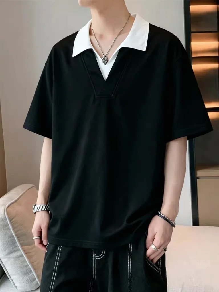 Loose Fit Short Sleeve  Neck T-Shirt Couple's Half Sleeve Summer Fashion Casual Cotton Top Men's Loose Body Shirt