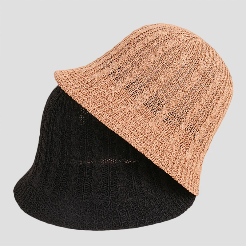 Breathable knitted bucket hat For Women thin Fried dough twist knitting designer hat summer fisherman hat  sunshade basin cap