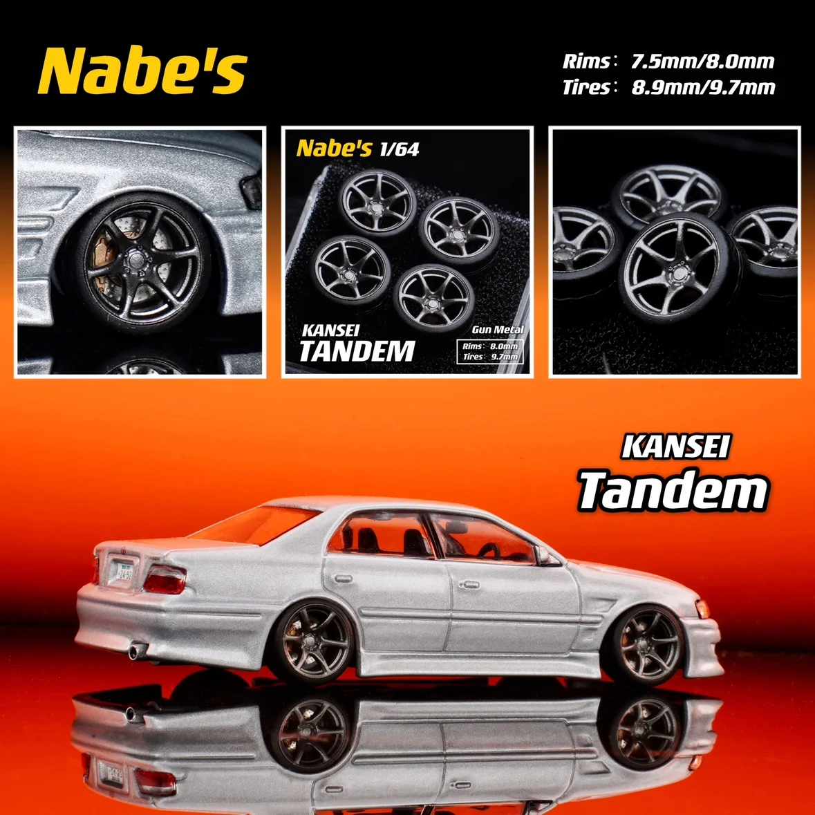 1/64 Chika Nabes Wheels 8.9mm 9.7mm 10.5mm Tires Rays 57CR Nismo