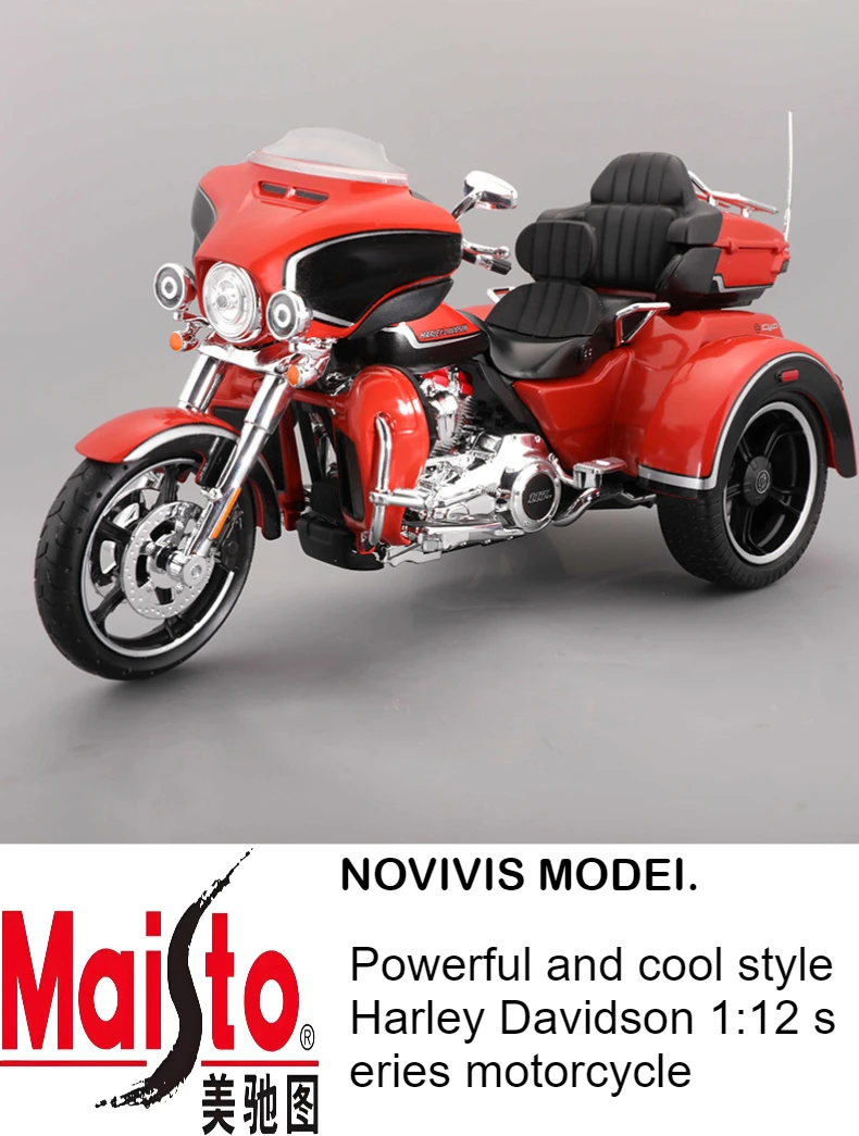 

Maisto 1:12 Harley-Davidson Trike Alloy Motorcycle Model, Static Die-Cast Metal Display for Adult Collection & Gift