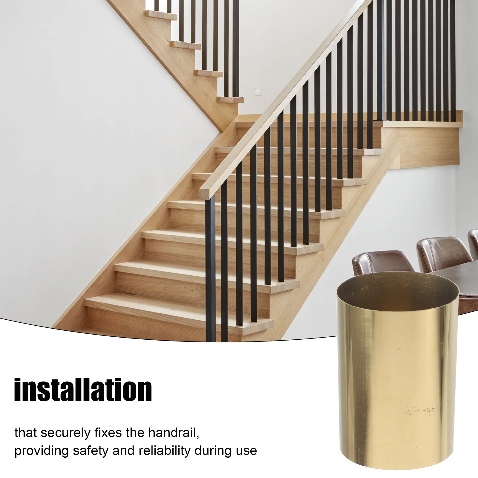 2 Pcs Stair Handrail Accessories Metal End Caps Fixing Wooden Golden Stainless Steel Stopper