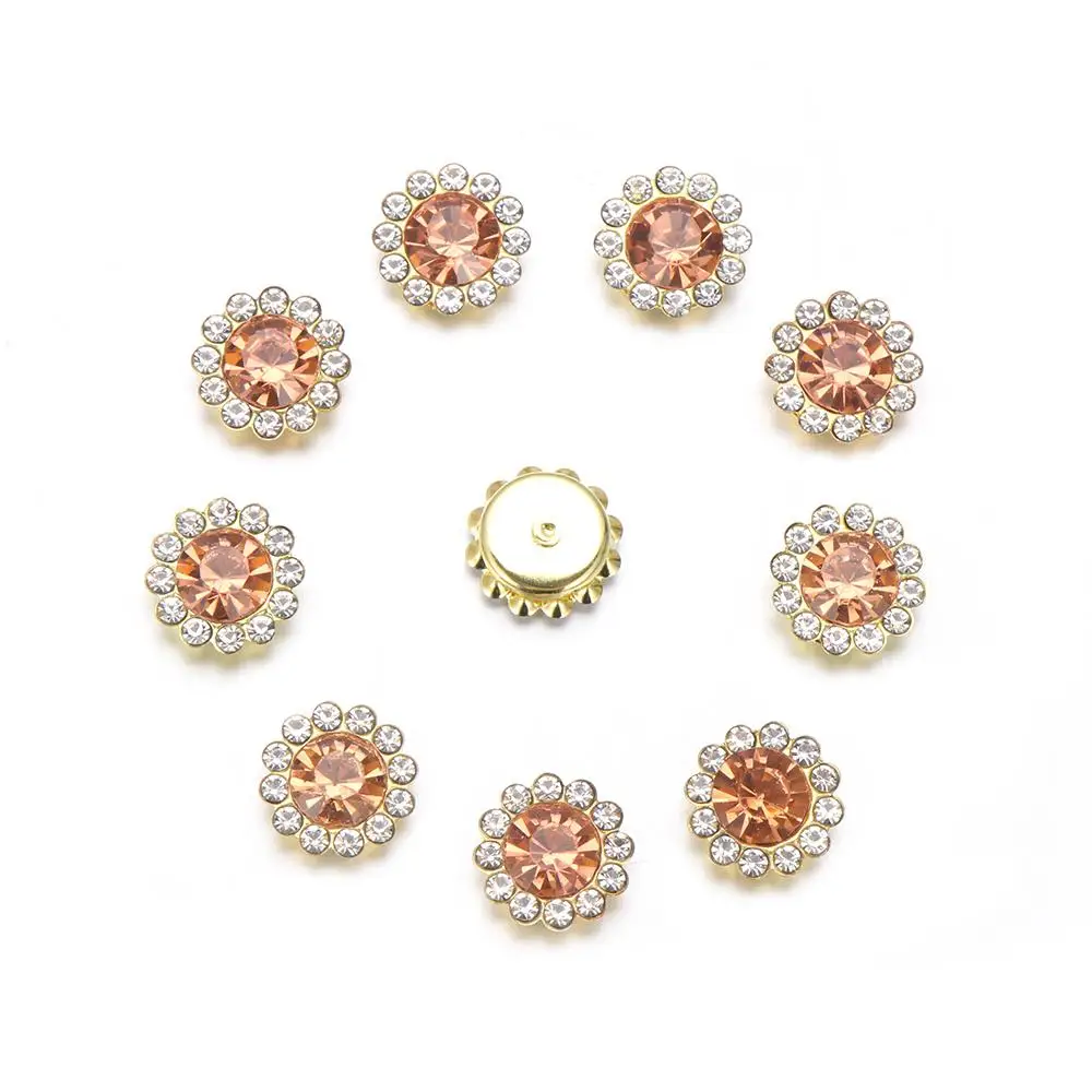 10PCS DIY Craft Hat Accessories Flower-shaped Crystal Glass Stone Rhinestone Clothes Decoration Buttons