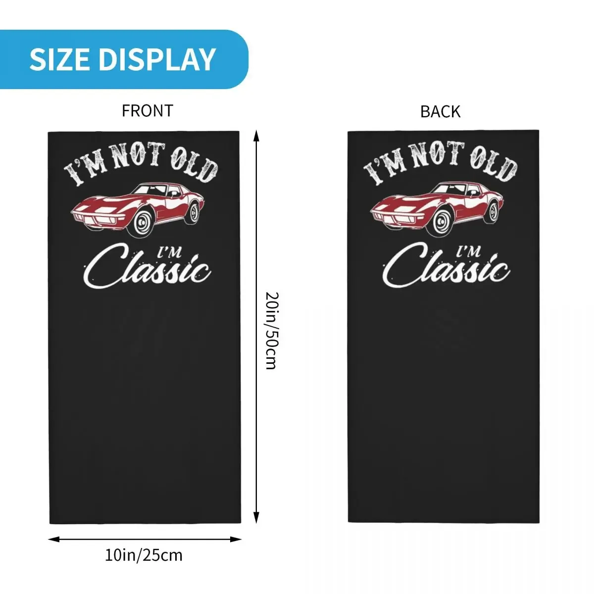 Classic Corvette Car Bandana Neck Cover Printed Wrap Scarf Multifunction Headband Hiking Fishing For Men Women Adult Windproof