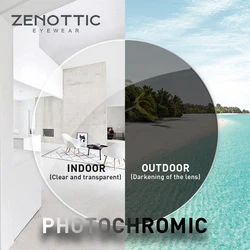 ZENOTTIC Anti Blue Light Photochromic Series 1.56 1.61 1.67 1.74 Prescription CR-39 Resin Aspheric Glasses Lenses Myopia Lens