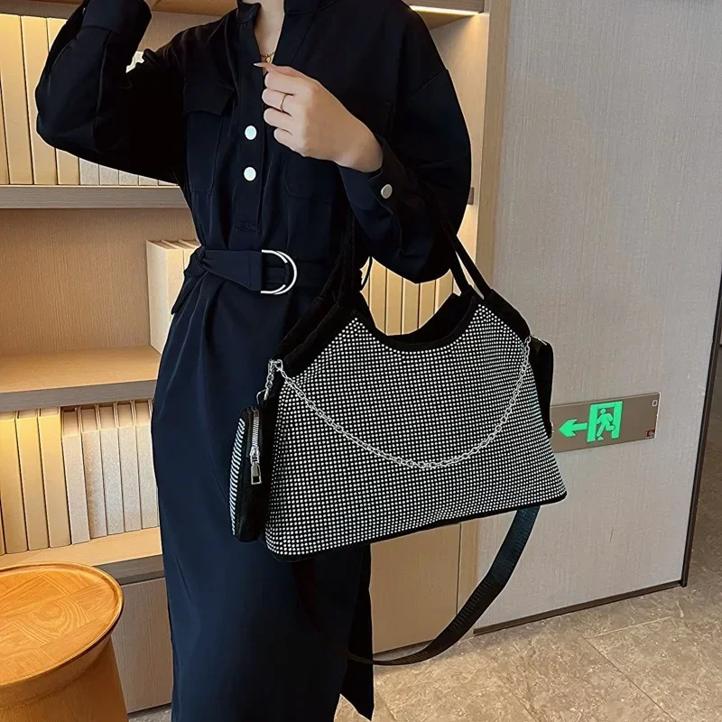 2023 nuova borsa da donna con strass lucidi borsa per la spesa grande borsa per la cena di moda borsa a tracolla ascellare borsa da pendolare per