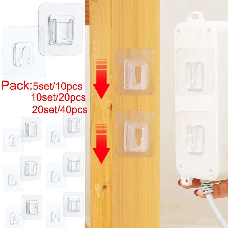 

Self Adhesive Wall Hooks Transparents Double-Sided Hook for Kitchen Bathroom Storage Hanger Plug Sucker Holder Home Organizer