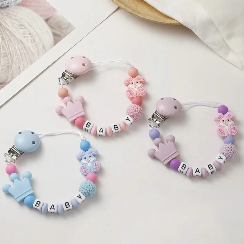 

New Baby Personalized Name Pendant Pacifier Clips Nipple Dummy Holder Chains Soother Teething Toys Chew Gift Newborn Accessories