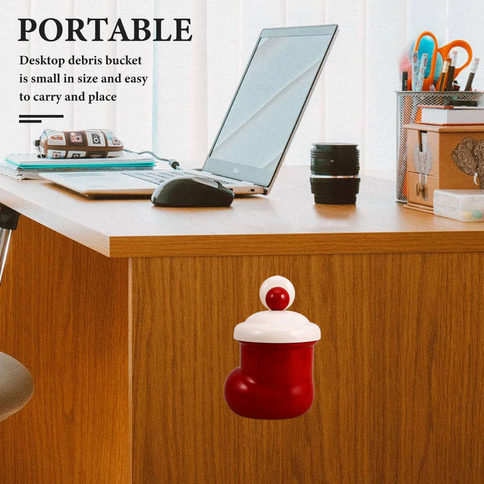 

Mini Trash Can With Lid Small Desktop Waste Bin For Bathroom Wall Mount Suction Cup Holiday Christmas Decorative Garbage Basket